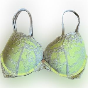 Victoria’s Secret 34D Very Sexy Push-Up, Lime w. Gray Lace